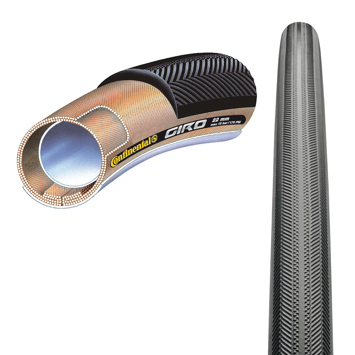 Continental GIRO Schlauchreifen 700x22c Schwarz/Tanwall 1 Continental GIRO Schlauchreifen 700x22c Schwarz/Tanwall